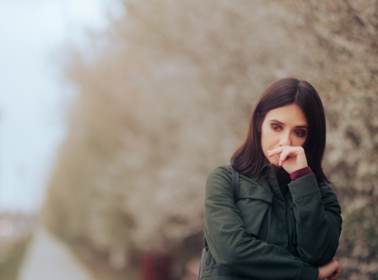 Woman outside in the winter dealing with SAD